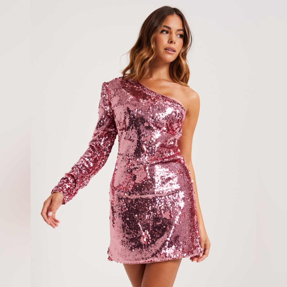 Bardot Sequin One Shoulder Minidress